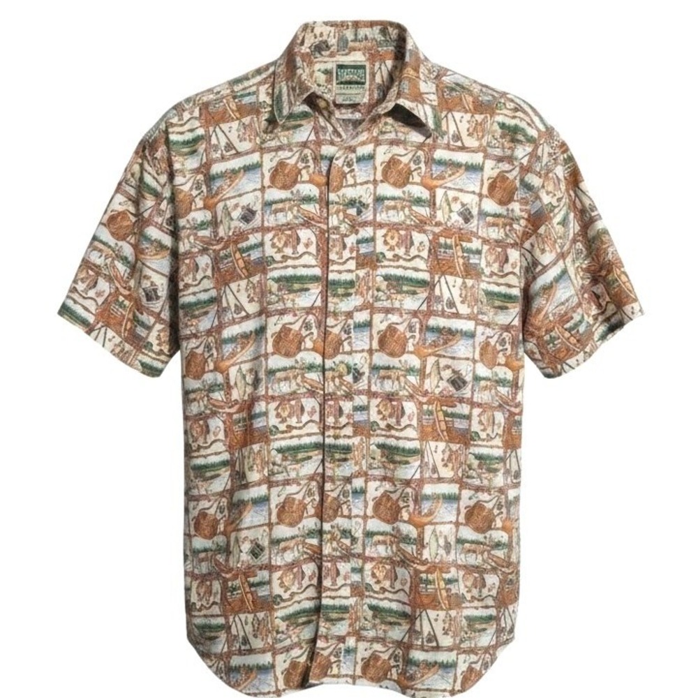 Vintage Northern Elements Mens size Medium‎ Canoe Fishing Cabincore Button Shirt